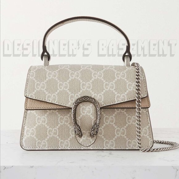 GUCCI off White Beige GG Supreme canvas Mini Dionysus Top Handle chain bag NIB🎁 - Picture 3 of 11